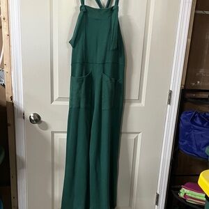 BUCKETLIST Forest Green Terrycloth Overalls